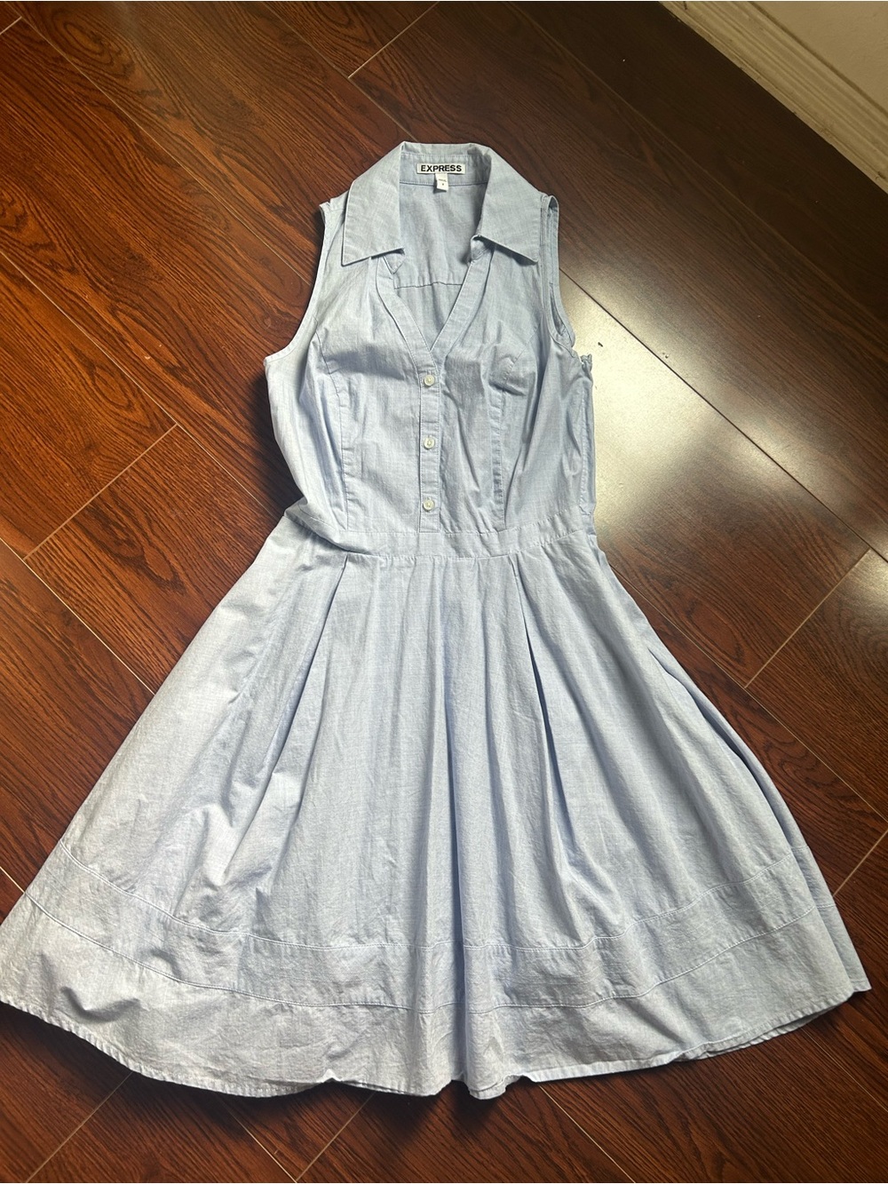 Express Sleeveless Light Blue Shirt Dress